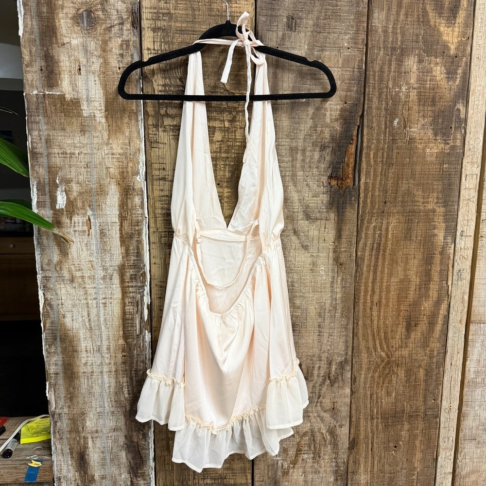 Amelie Teje Lilliana Sundress mini dress Ivory Cream Halter Neck Revolve S - Picture 12 of 12